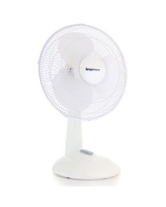Impress 12 Inch 3 Speed Oscillating Table Fan- White